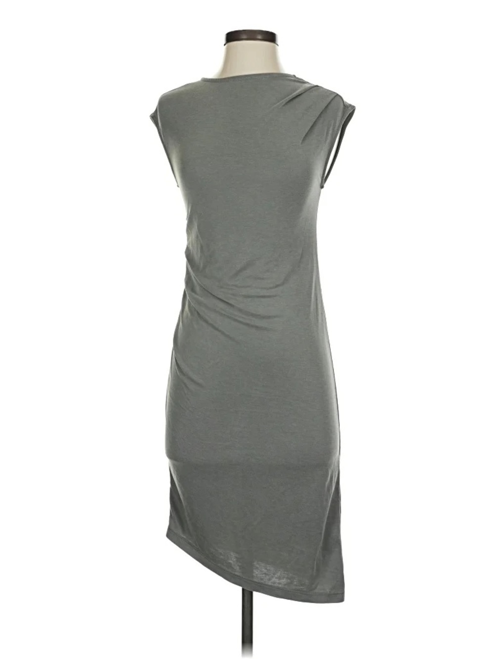 Topshop Sleek Asymmetric Grey Cap-Sleeve Dress